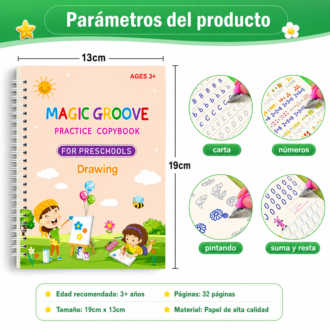 Set Cuaderno Magic Caligrafia Montessori