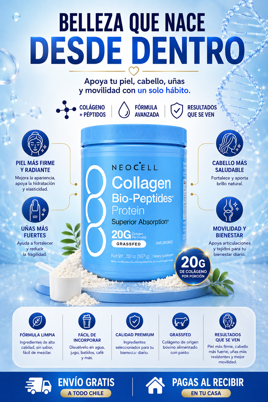 NEOCELL COLAGENO PEPTIDES PROTEÍNA / REJUVENECIMIENTO CELULAR. LLEVA 2 PAGA 1