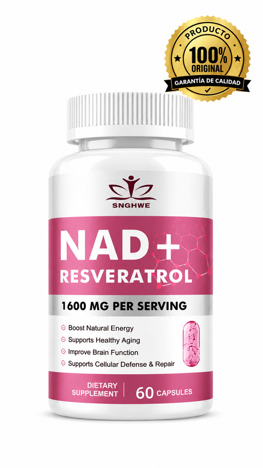 NAD+RESVERATROL 60 CAPSULAS* REJUVENECIMIENTO CELULAR