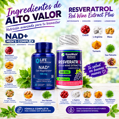 NAD+ Life + RESVERATROL REJUVENECE DESDE ADENTRO