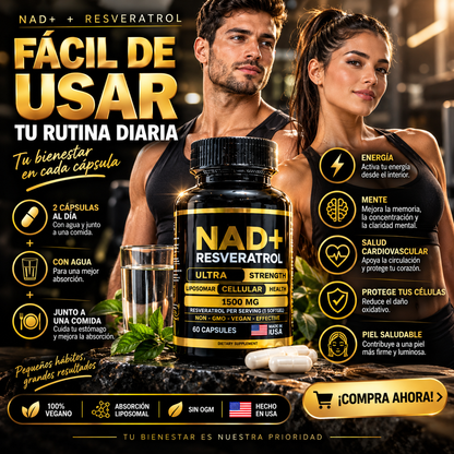 Rutina diaria con NAD+ Resveratrol