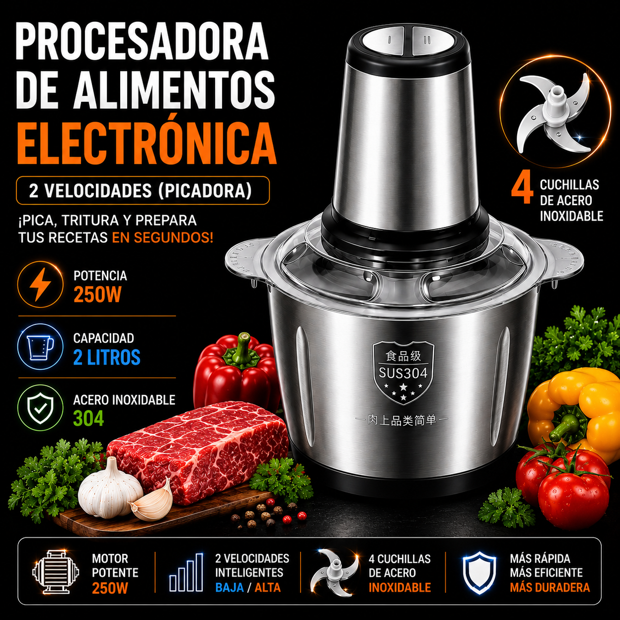 Procesadora de Alimentos 2 litros VIRAL