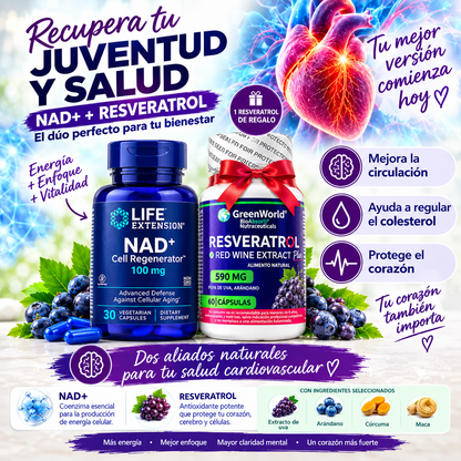 NAD+ Life + RESVERATROL REJUVENECE DESDE ADENTRO