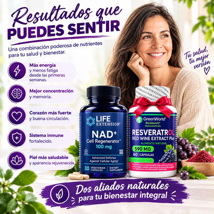 NAD+ Life + RESVERATROL REJUVENECE DESDE ADENTRO