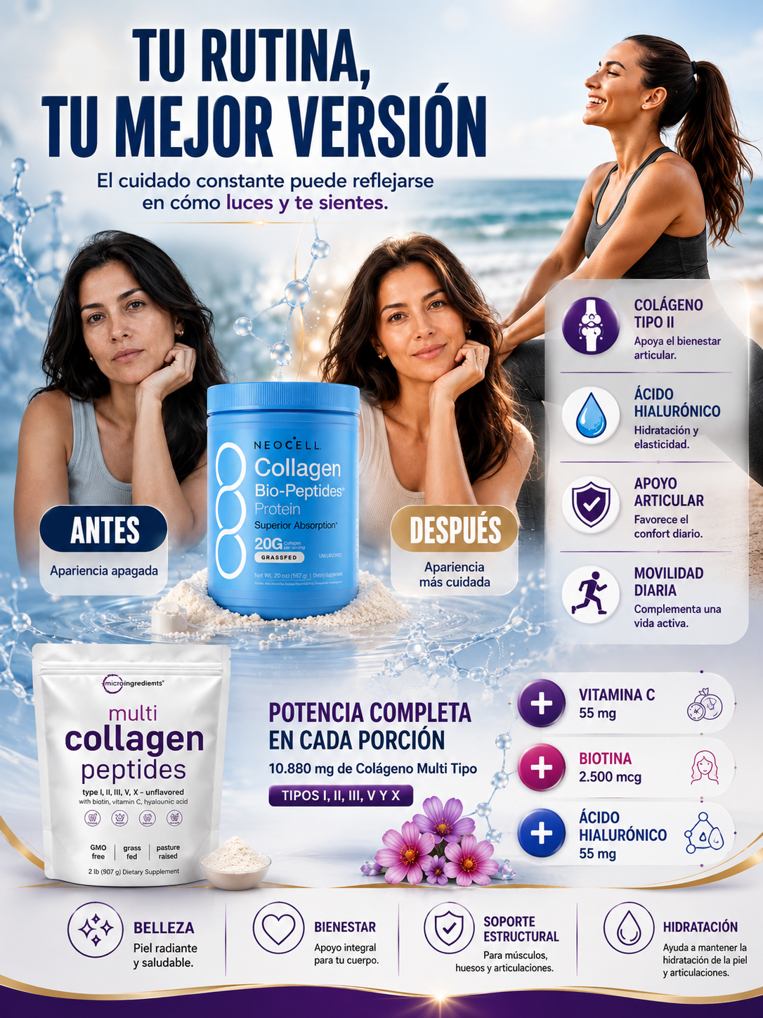 NEOCELL COLAGENO + COLLAGEN PEPTIDES / REJUVENECIMIENTO  CELULAR. LLEVA 2 PAGA 1