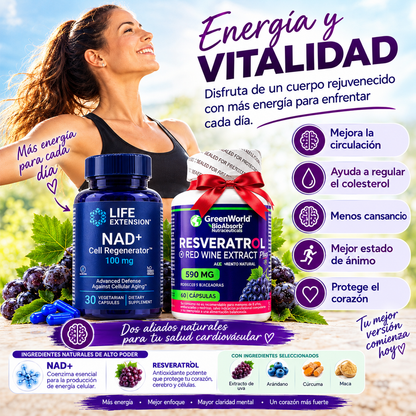 NAD+ Life + RESVERATROL REJUVENECE DESDE ADENTRO