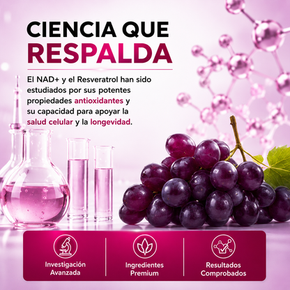 NAD+RESVERATROL 60 CAPSULAS* REJUVENECIMIENTO CELULAR