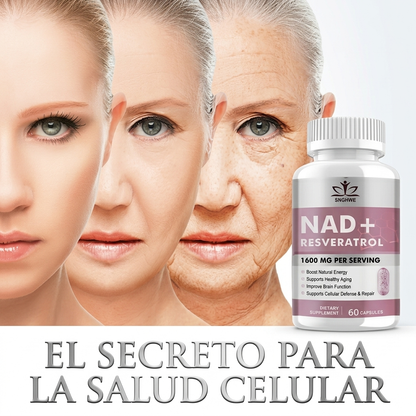 NAD+RESVERATROL 60 CAPSULAS* REJUVENECIMIENTO CELULAR