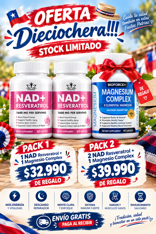 NAD+ Resveratrol + REGALO Magnesium Complex Bioforce | 8 Tipos de Magnesio