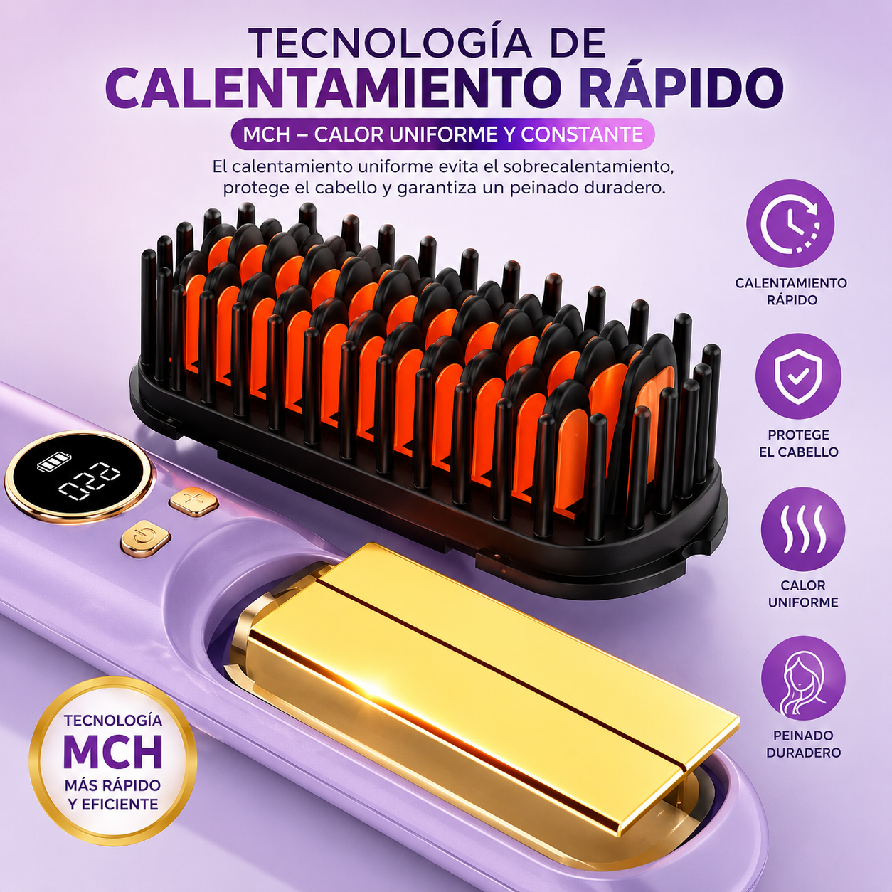 Cepillo Alisador Cabello Inalámbrico