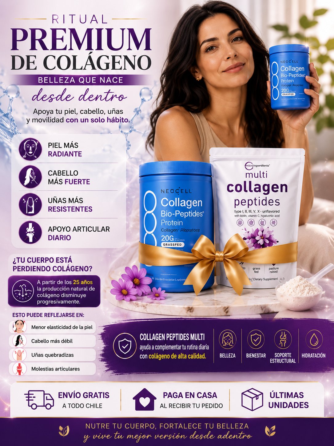 NEOCELL COLAGENO + COLLAGEN PEPTIDES / REJUVENECIMIENTO  CELULAR. LLEVA 2 PAGA 1