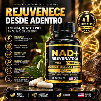 Suplemento NAD+ con trans-resveratrol