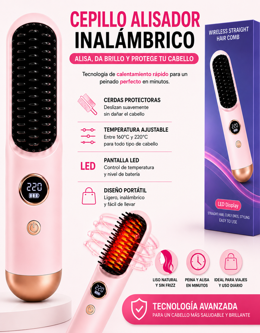 Cepillo Alisador Cabello Inalámbrico