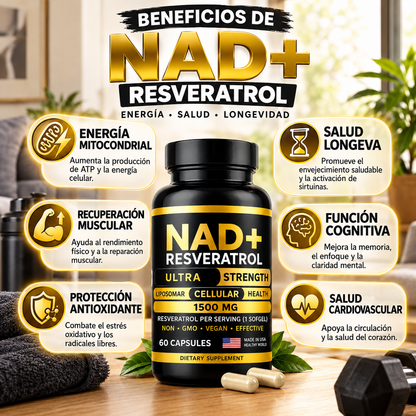 Frasco NAD+ Resveratrol vista frontal
