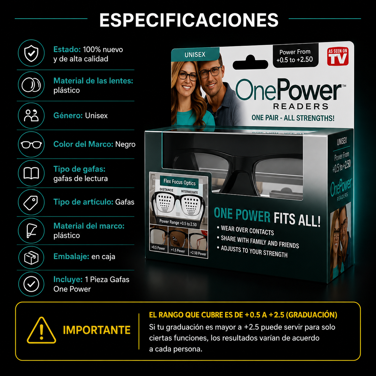LENTES ONE POWER ENFOQUE AUTOMÁTICO