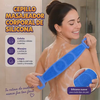Cepillo Masajeador Corporal Silicona + Aceite Elixir de la Juventud Reafirmante