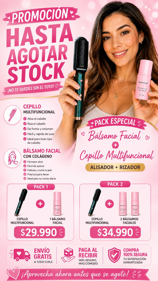 Bálsamo Facial Colágeno + Cepillo alisador y Rizador